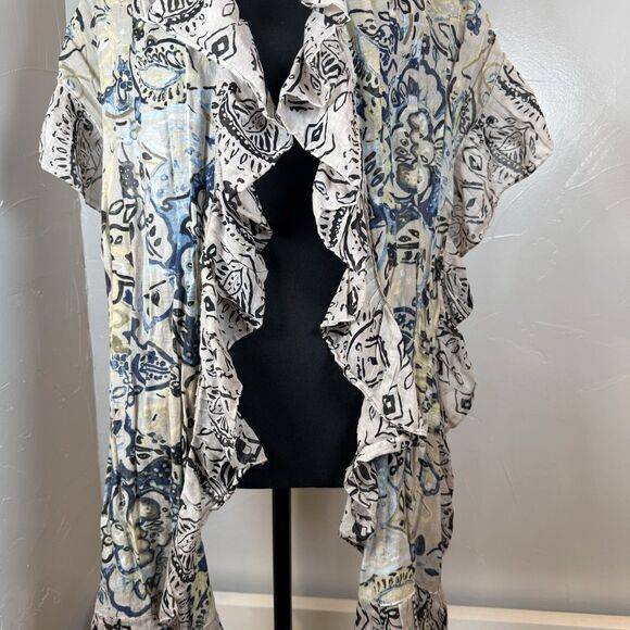 Chico’s Ruffle Floral Scarf Long Beachy Boho *FLAW* - Picture 3 of 13